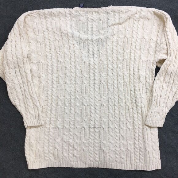 Vintage GAP Sweater Men's L Ivory Cable Knit V Neck Heavy Boxy Hong Kong Aran - Picture 5 of 16